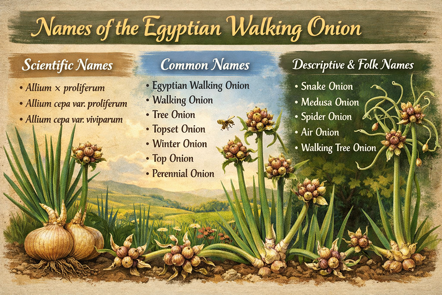 The Egyptian Walking Onion has many names.